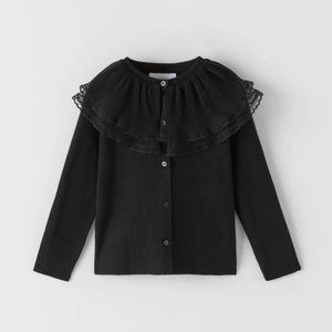 Zara Tulle Ruffle Knit Cardigan